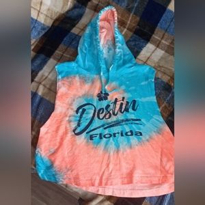 Tie dye cropped tank top with hoody